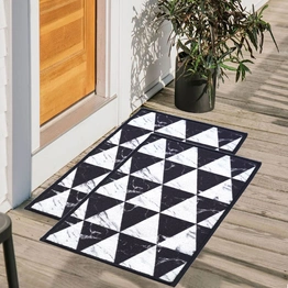 Geometric Anti-Slip Multipurpose Floor Mat Set 40x60CM, Black Marble Triangles