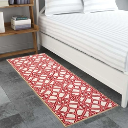 Trellis Anti-Slip Runner Floor Mat, Red Interlace