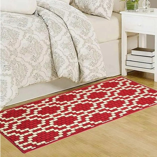 Pattern Anti-Slip Runner Floor Mat, Red Brick Motif