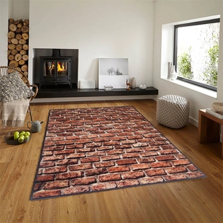 Anti-Slip Rug (3x5ft), Brown 3D Brick