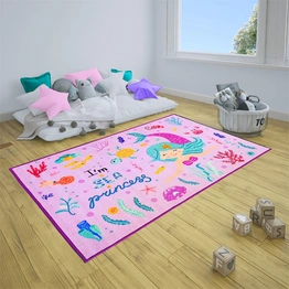 Matz and More Anti-Slip Kids Rug (3x5ft), Purple Mermaid Princess