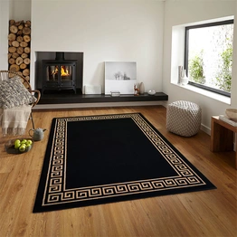 Matz and More Anti-Slip Rug (3x5ft), Black Gold Greek Single Line