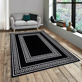 Matz and More Anti-Slip Rug (3x5ft), Black Greek Double Line