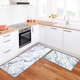 Anti-Slip Runner & Floor Mat Combo, Grey 3D Marble (50x120cm)