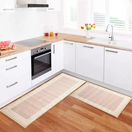 Anti-Slip Runner & Floor Mat Combo, Beige Greek Single Line (50x120cm)