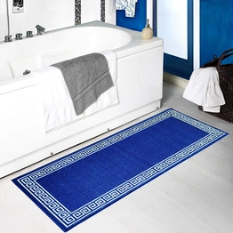 Anti-Slip Runner Floor Mat, Blue Greek Single Line, 50x120CM