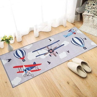 Anti-Slip Kids Runner Floor Mat, Grey Plane , 50x120CM