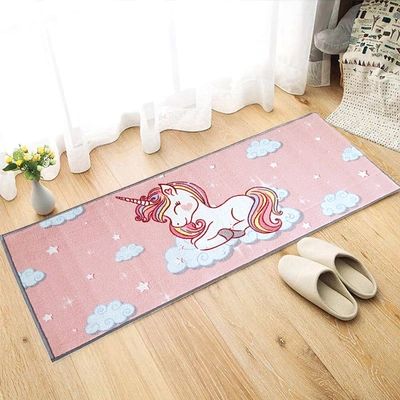 Anti-Slip Kids Runner Floor Mat, Pink Unicorn , 50x120CM