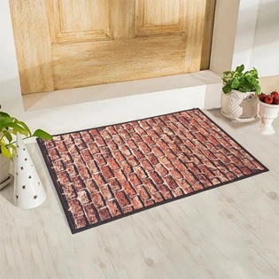 Anti-Slip Multipurpose Floor Mat 40x60CM, Brown 3D Brick