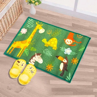 Anti-Slip Kids Multipurpose Floor Mat 40x60CM, Green Animals Jungle