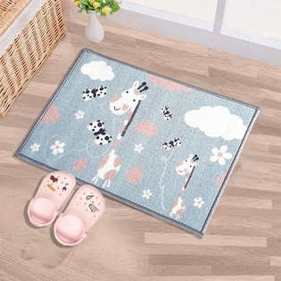 Anti-Slip Kids Multipurpose Floor Mat 40x60CM, Blue Animals Giraffe