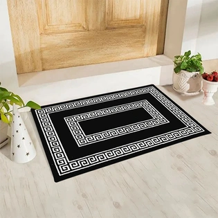 Anti-Slip Multipurpose Floor Mat 40x60CM, Black White Greek Double Line