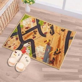 Anti-Slip Kids Multipurpose Floor Mat 40x60CM, Brown Car Track Construction Site