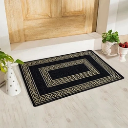 Anti-Slip Multipurpose Floor Mat 40x60CM, Black Gold Greek Double Line