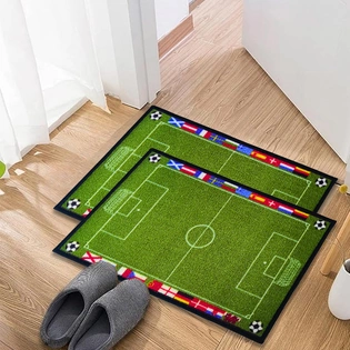 Anti-Slip Kids Multipurpose Floor Mat Set 40x60CM, Green Sports Football Field