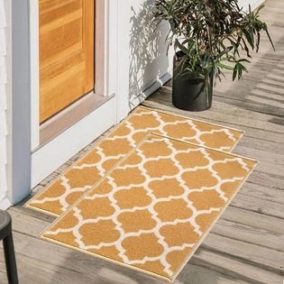 Trellis Anti-Slip Multipurpose Floor Mat Set 40x60CM, Yellow Islamic