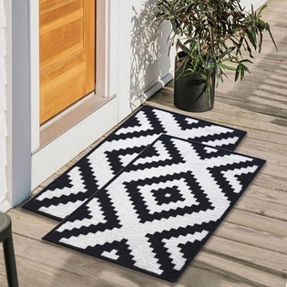 Pattern Anti-Slip Multipurpose Floor Mat Set 40x60CM, Black Jacquard