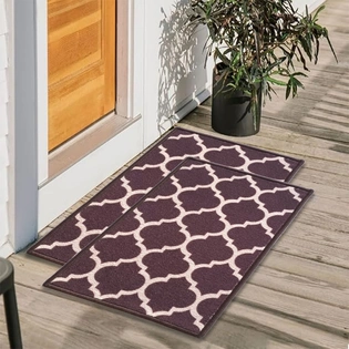 Trellis Anti-Slip Multipurpose Floor Mat Set 40x60CM, Brown Islamic