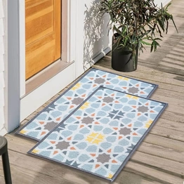 Tiles Anti-Slip Multipurpose Floor Mat Set 40x60CM, Blue Star