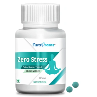 Nutrigrams Zero Stress- Anti-Stress and Sleep Support Supplement - Reduces Anxiety, Mood Swings and Tension - Ashwagandha, Jatamansi, Brahmi and Tagar - 60 Tablets