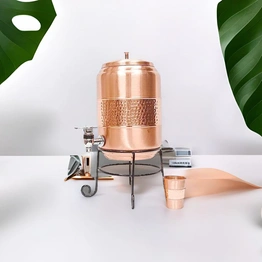 Pure Copper Dispenser with Stand - Hammered Finish