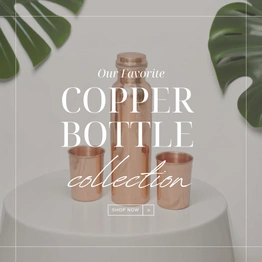 Pure Copper Water Bottle Set with 2 Copper Glass