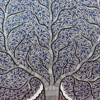 GiTAGGED Madhubani Painting Leaf Tree of Life Art (2