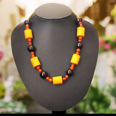 GiTAGGED Etikoppaka Black and Yellow Bead Necklace