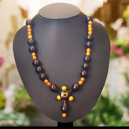 GiTAGGED Etikoppaka Brown Cone Bead Wooden Necklace