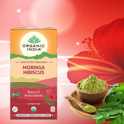 Organic India Moringa Hibiscus 25 Teabags ,