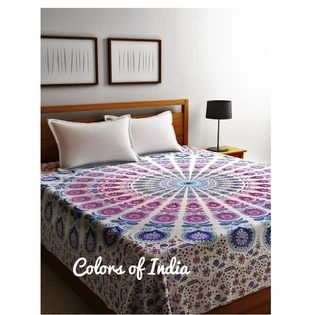 Cotton bedsheets , Bedroom sheets , Mandala sheet , With 2 white pillow covers , FREE SHIPPING