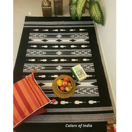 Colors of India Black and White Rug , Black Rug , Floor Runner , Rug for Office , Washable Rug , FREE SHIPPING