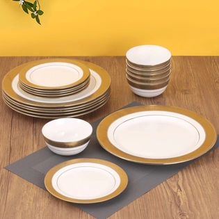 New Georgian Dinner Set of 18 Pieces, Enchanting Gold (E667)