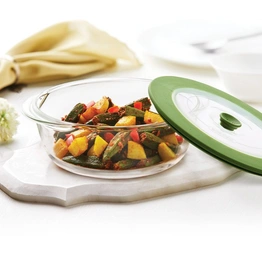 Round Dish with Green Lid