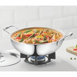 Cookfresh Tri-ply SS Kadhai With Lid, Induction Base