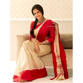 Red Border Plain Saree