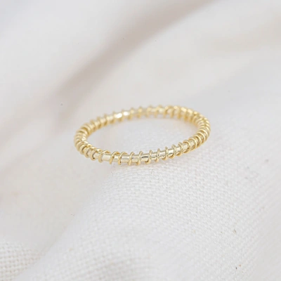 14K Solid Gold Plain Band Ring Handmade Charm Ring Knuckle Delicate Ring Boho Wire Wrap Minimalist Gold Dainty Stacking Ring Gift for Her