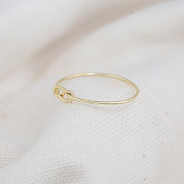 14K Solid Gold Plain Band Ring Handmade Charm Knot Ring Knuckle Delicate Boho Wire Wrap Minimalist Gold Dainty Stacking Ring Gift for Her