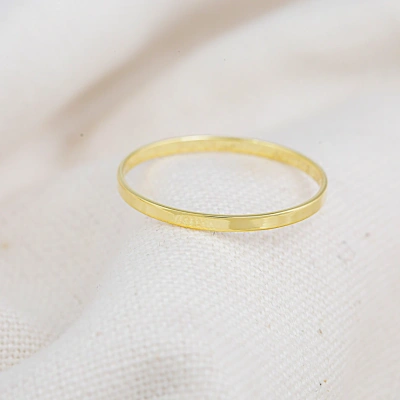 14K Solid Gold Dainty flat Ring Minimalist Delicate Light Weighted Tiny Plain Simple Unique Handmade Gold Unique Hippie Stacking Ring Thumb