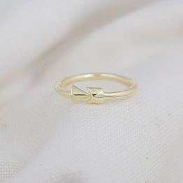 14K Solid Gold Plain Band Ring Handmade Charm Arrow Ring Knuckle Delicate Boho Wire Wrap Minimalist Gold Dainty Stacking Ring Gift for Her