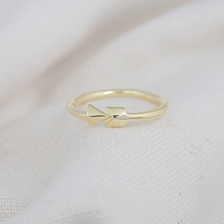 14K Solid Gold Plain Band Ring Handmade Charm Arrow Ring Knuckle Delicate Boho Wire Wrap Minimalist Gold Dainty Stacking Ring Gift for Her