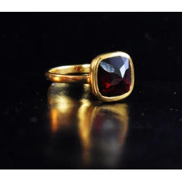 Natural Garnet Gold Plated Ring Vermeil 925 Sterling Silver Jewelry, Upside Down Garnet Studded, Red Gemstone Ring , Gift For Her