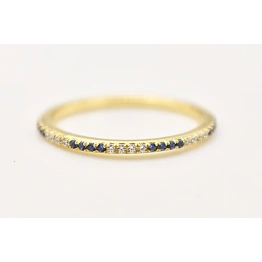 14K Solid Gold Blue Sapphire Diamond Half Eternity Ring Precious Stacking Diamond Ring Dainty Minimal Statement Birthstone knuckle Ring