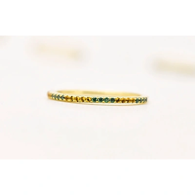 14K Solid Gold Inset Citrine Blue Topaz Full Eternity Ring Handmade Tiny Precious Stacking Diamond Ring Dainty Minimal Statement Birthstone