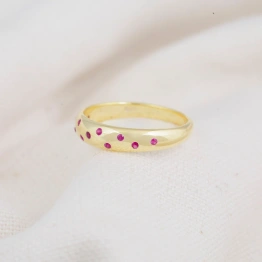 14K Solid Gold Inset Ruby Thumb Ring Handmade Tiny Precious Stacking Diamond Ring Dainty Minimal Statement Birthstone knuckle Ring