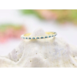 14K Solid Gold Turquoise Moonstone Half Eternity Ring Tiny Precious Stacking Diamond Ring Dainty Minimal Statement Birthstone knuckle Ring