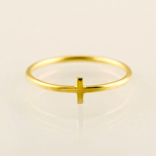 14K Solid Gold Thin Holy Cross Ring Stacking Dainty Ring Handmade Delicate Small Cross Minimalist Ring Gold Unisex Ring Christian jewelry