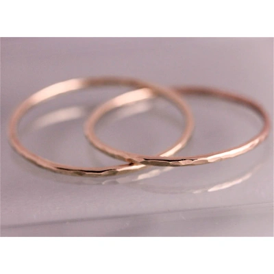 10K Solid Gold Duo Interlocking Stacking Hammered Charm Ring Knuckle Promise Ring Minimalist Handmade Eternity Interlocked Ring Gift For Her