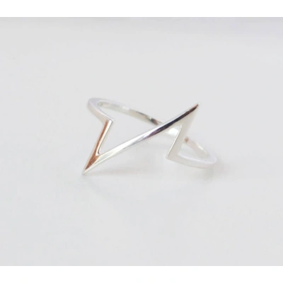 925 Sterling Silver Solid Lighting Bolt Zig Zag Ring Handmade Heart beat Dainty Stacking Ring Silver Simple Minimalist Unisex Pulse Ring