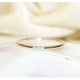 14K Solid Gold 1mm Turquoise Studded Dainty Ring Stacking Semi Precious Stone Minimalist Ring Inset Round Tiny handmade Unique Simple Ring